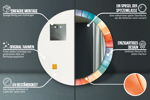 Round printed mirror Radial concentric belts