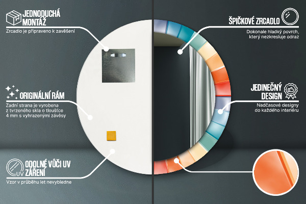 Round printed mirror Radial concentric belts