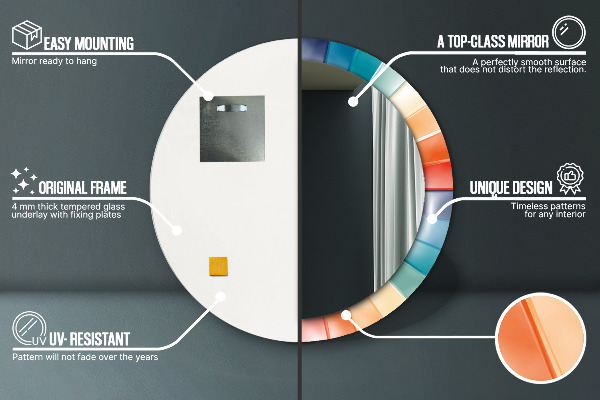 Round printed mirror Radial concentric belts
