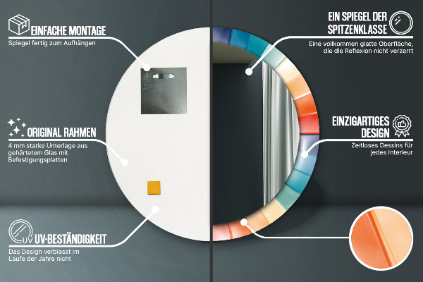 Round printed mirror Radial concentric belts