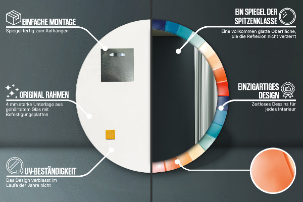 Round printed mirror Radial concentric belts