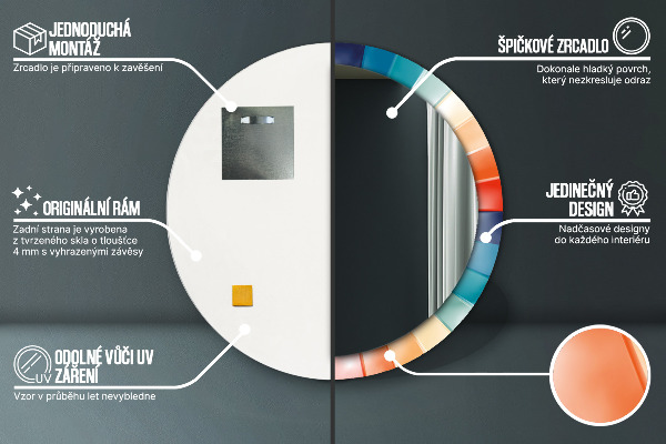 Round printed mirror Radial concentric belts