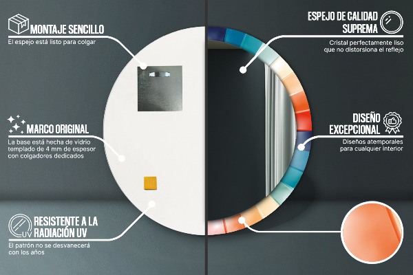 Round printed mirror Radial concentric belts