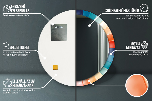 Round printed mirror Radial concentric belts