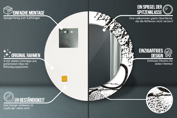 Round printed mirror Graffiti pattern