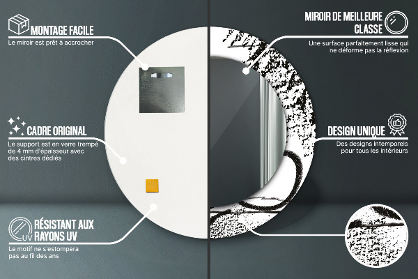 Round printed mirror Graffiti pattern