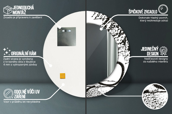 Round printed mirror Graffiti pattern