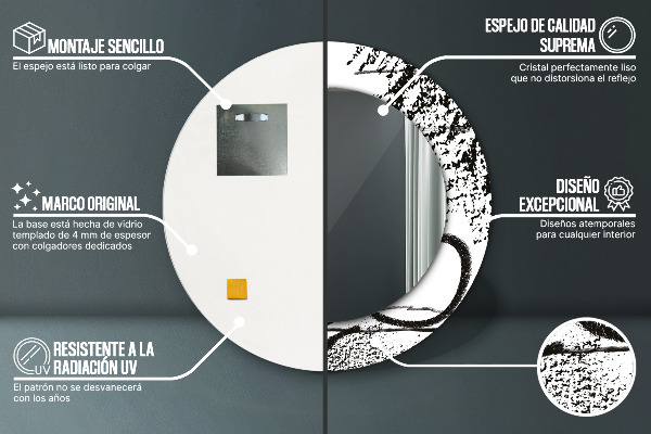 Round printed mirror Graffiti pattern