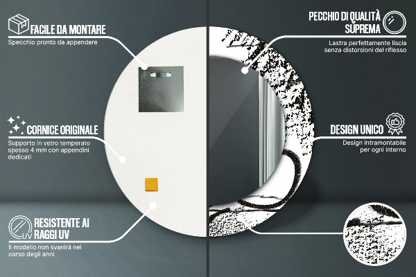 Round printed mirror Graffiti pattern
