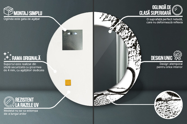 Round printed mirror Graffiti pattern