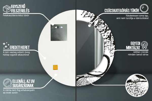 Round printed mirror Graffiti pattern