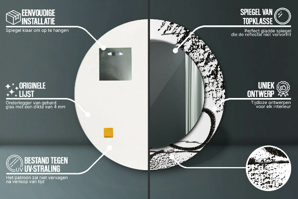 Round printed mirror Graffiti pattern