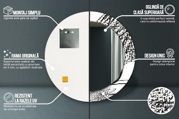Round printed mirror Graffiti pattern