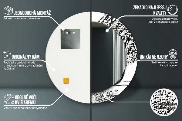Round printed mirror Graffiti pattern