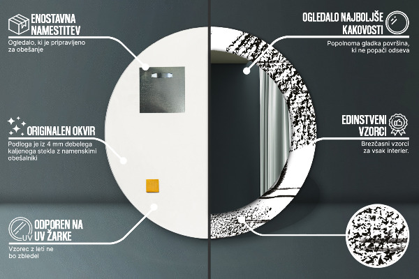 Round printed mirror Graffiti pattern