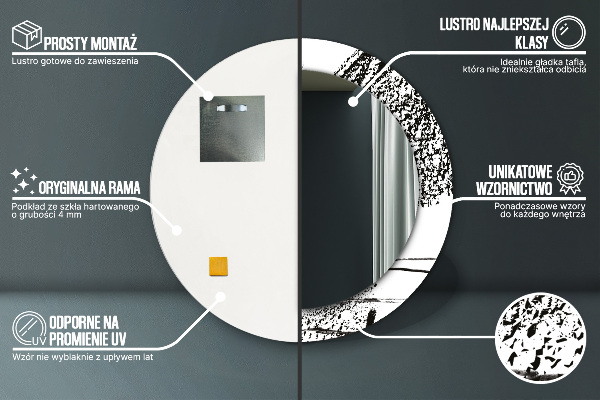 Round printed mirror Graffiti pattern