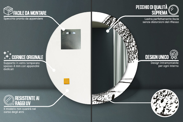 Round printed mirror Graffiti pattern