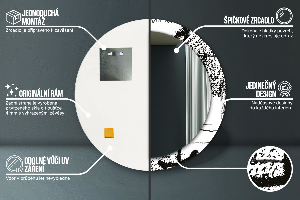 Round printed mirror Graffiti pattern