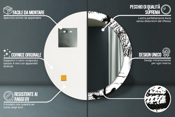 Round printed mirror Graffiti pattern