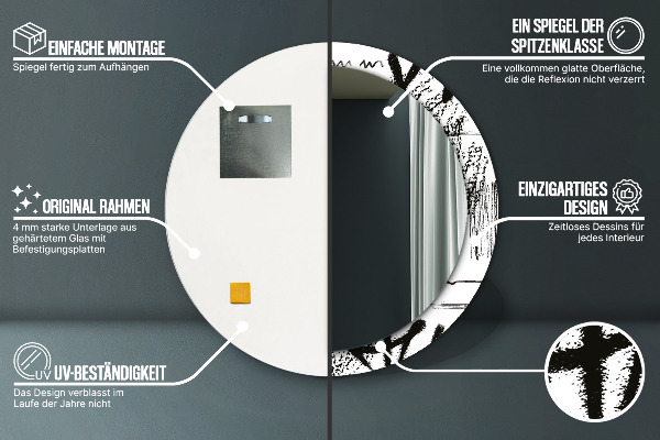 Round printed mirror Graffiti pattern