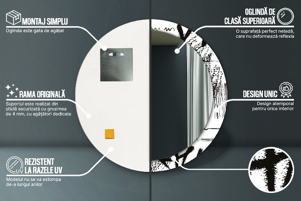 Round printed mirror Graffiti pattern