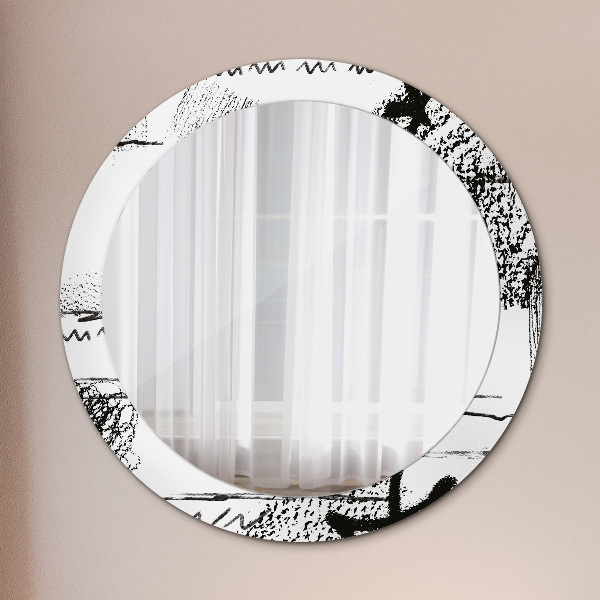 Round printed mirror Graffiti pattern