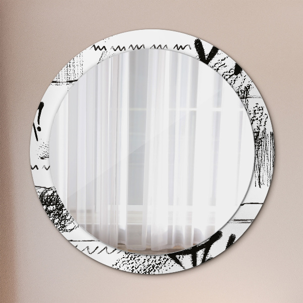 Round printed mirror Graffiti pattern