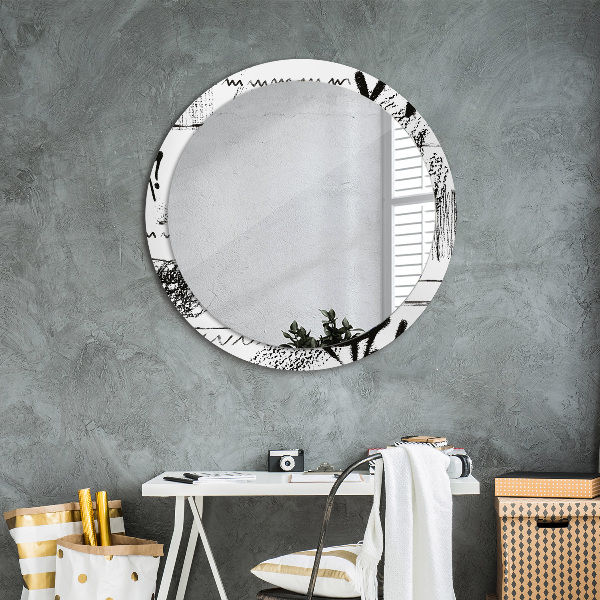 Round printed mirror Graffiti pattern