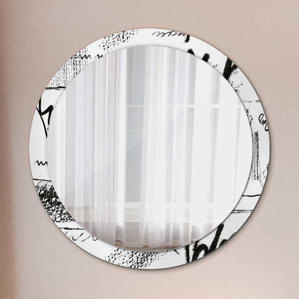 Round printed mirror Graffiti pattern