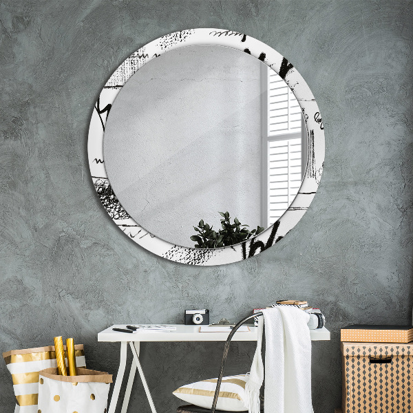 Round printed mirror Graffiti pattern