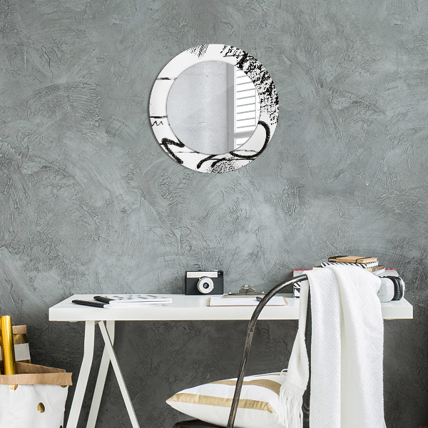 Round printed mirror Graffiti pattern