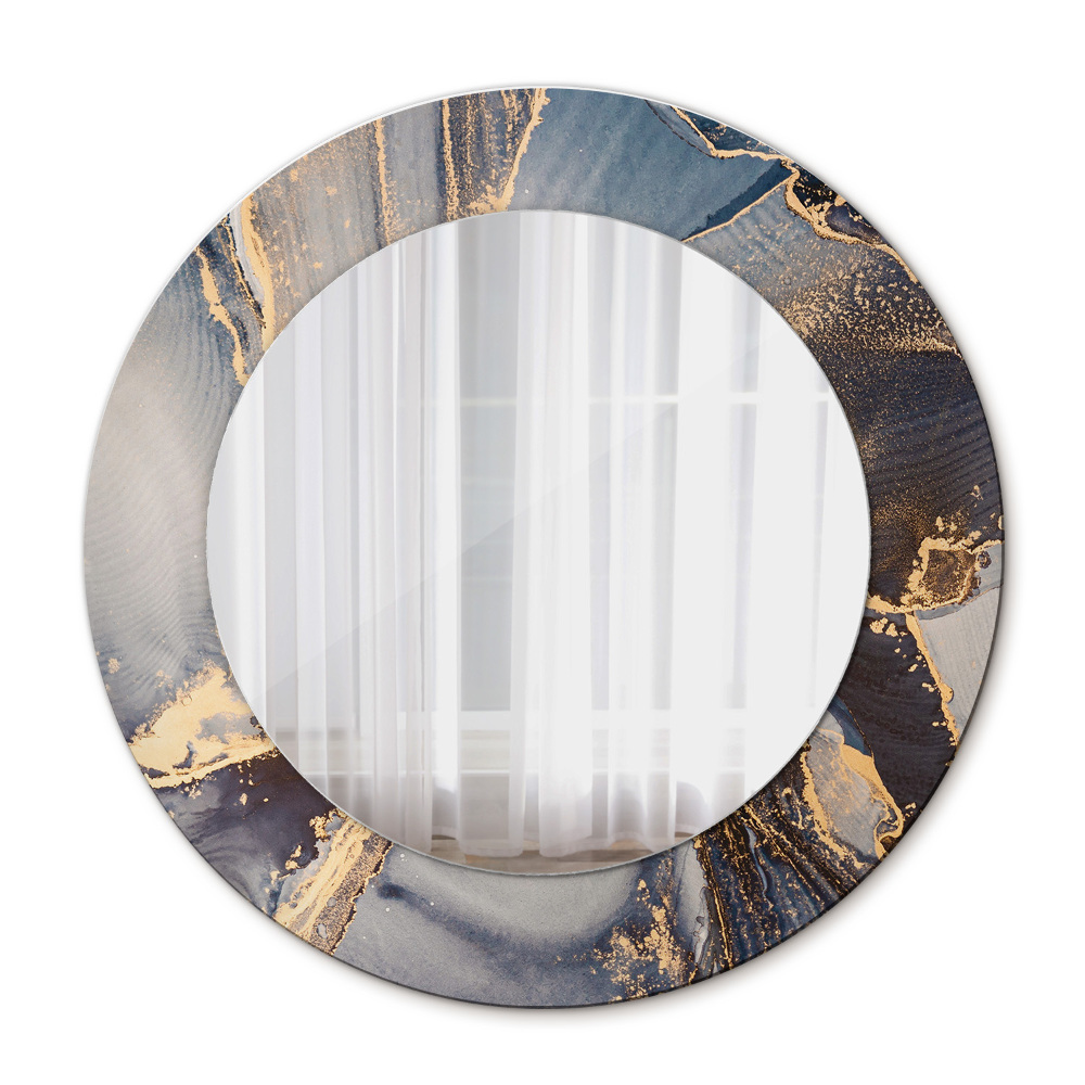 Round mirror frame with print Abstract fluid