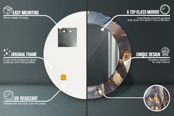 Round mirror frame with print Abstract fluid