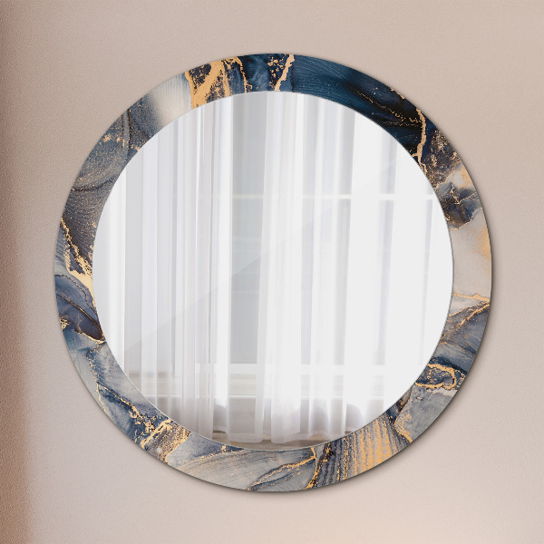 Round mirror frame with print Abstract fluid