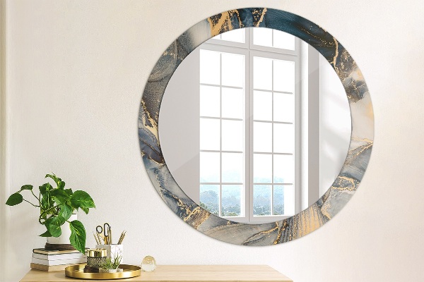 Round mirror frame with print Abstract fluid