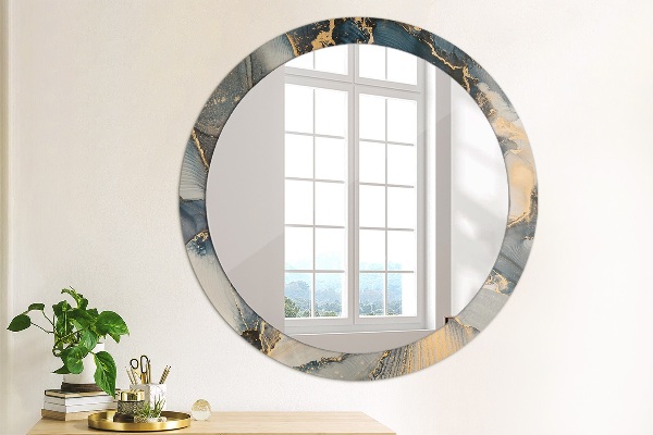 Round mirror frame with print Abstract fluid