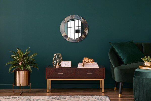 Round mirror frame with print Abstract fluid