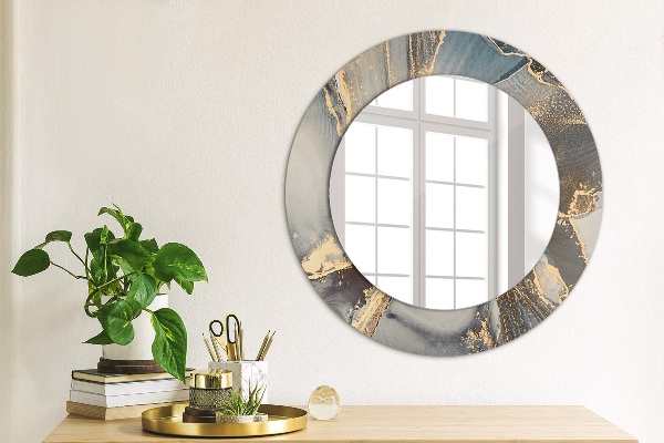 Round mirror frame with print Abstract fluid