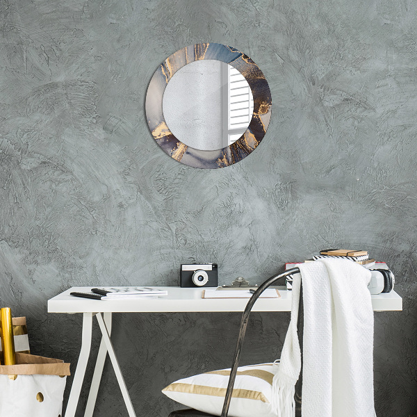 Round mirror frame with print Abstract fluid