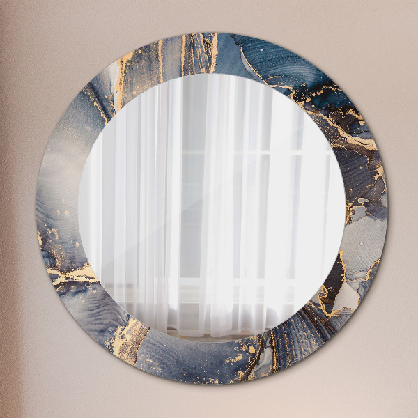 Round mirror frame with print Abstract fluid