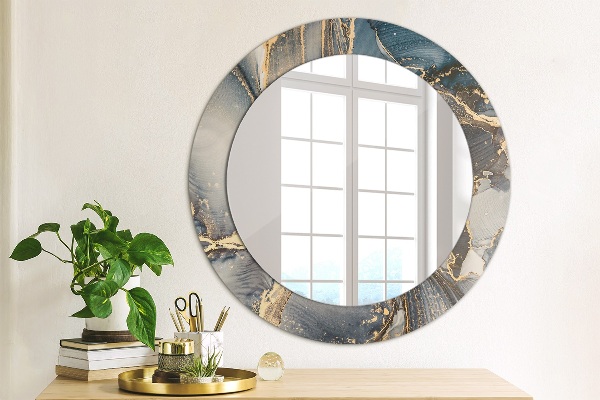 Round mirror frame with print Abstract fluid