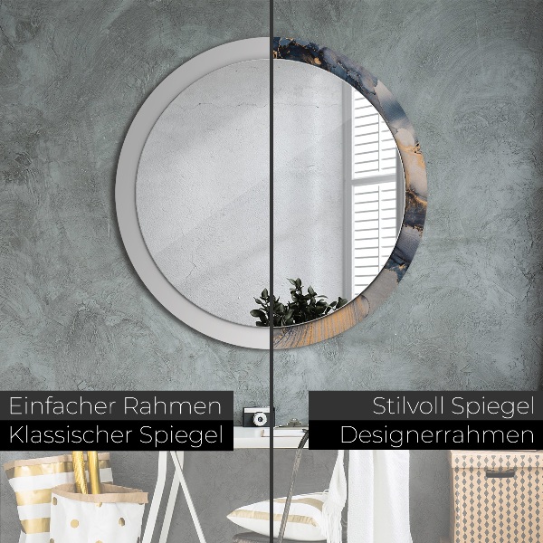 Round mirror frame with print Abstract fluid