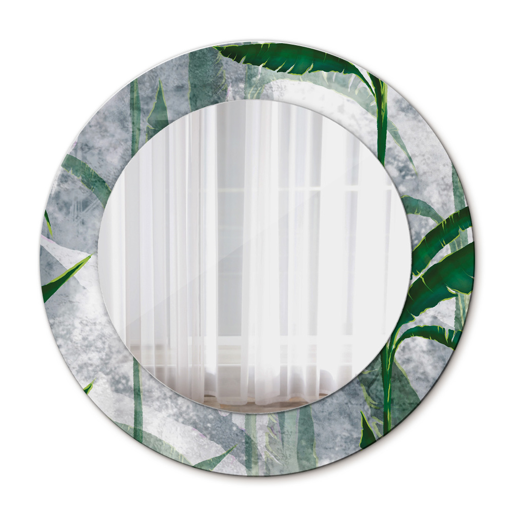 Round mirror frame with print Tropical leaves