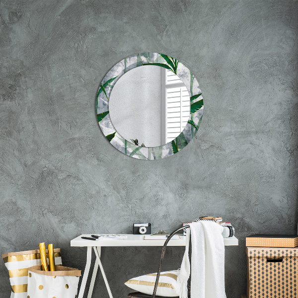 Round mirror frame with print Tropical leaves