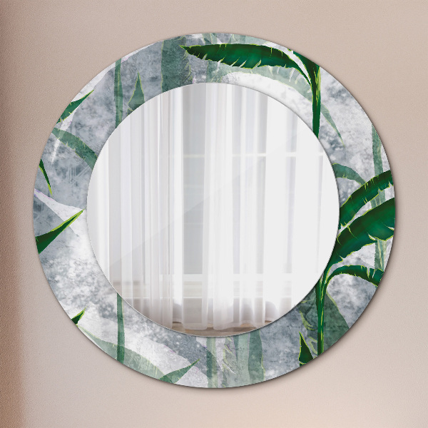 Round mirror frame with print Tropical leaves