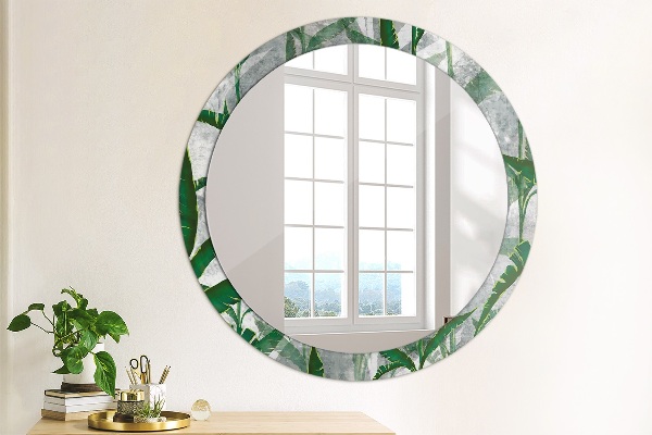 Round mirror frame with print Tropical leaves