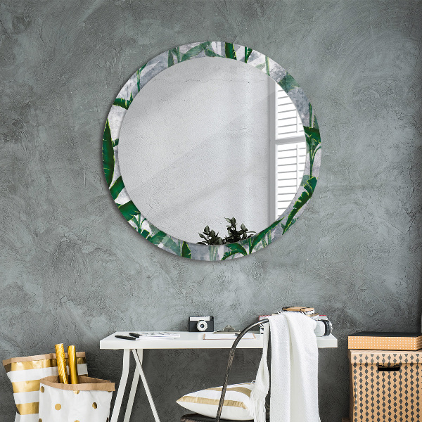 Round mirror frame with print Tropical leaves