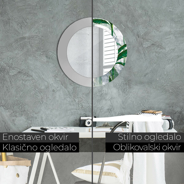 Round mirror frame with print Tropical leaves