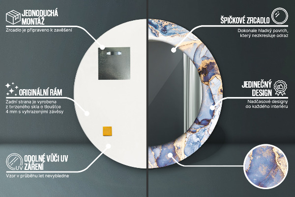 Round mirror frame with print Abstract liquid art