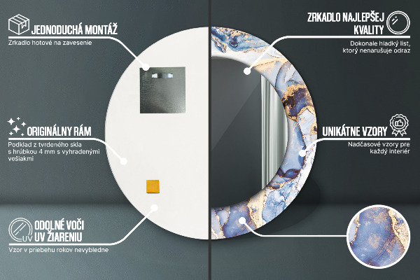 Round mirror frame with print Abstract liquid art